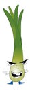 Angry green onion cartoon