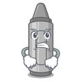 Angry grey crayon in the mascot shape