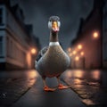 Angry Greylag goose. Generative AI