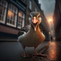 Angry Greylag goose. Generative AI