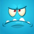 Angry and grumpy cartoon monster face. Vector Halloween monster