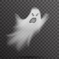 Angry halloween white scary ghost isolated template transparent night background vector illustration Royalty Free Stock Photo