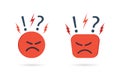 Angry and hate icon. Difficult, bad customer. Negative opinion and experience from client. Unhappy mood on face. Concern, furious
