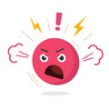 Angry hate mad unhappy emoticon smile icon vector graphic illustration, rage bad negative emotion face flat cartoon red, Royalty Free Stock Photo