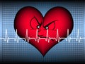 Angry heart with cardiogramm Royalty Free Stock Photo