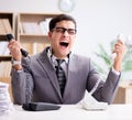 Angry helpdesk operator yelling in office Royalty Free Stock Photo