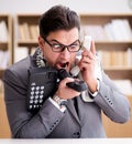 Angry helpdesk operator yelling in office Royalty Free Stock Photo
