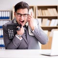 Angry helpdesk operator yelling in office Royalty Free Stock Photo
