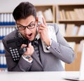 Angry helpdesk operator yelling in office Royalty Free Stock Photo