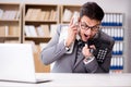 The angry helpdesk operator yelling in office Royalty Free Stock Photo