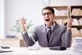 The angry helpdesk operator yelling in office Royalty Free Stock Photo