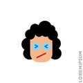 Angry and Holding Temper girl, woman Emoticon Icon Vector Illustration. Style. Confounded Emoji Emoticon Icon / Vector - Stroke Royalty Free Stock Photo