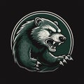 Angry honey badger head vector logo template. Sport honey badger logo design. For the wild. Royalty Free Stock Photo