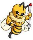 Angry hornet, wasp, or bee mascot Royalty Free Stock Photo
