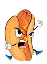 Angry hotdog cartoon