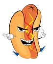 Angry hotdog cartoon