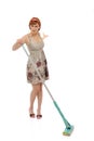 Angry house woman cleaning the floor Royalty Free Stock Photo