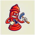 Angry hydrant pillar fire protection cartoon illustration Royalty Free Stock Photo