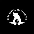 Angry Ice Polar Grizzly Bear Silhouette hold Coffee Bean for Farm Product or Cafe Restaurant Logo Design