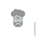Angry icon vector. Furious Face Emoticon boy, man Icon Vector Illustration. Style. gray on white Royalty Free Stock Photo
