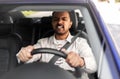 angry indian man or driver driving car Royalty Free Stock Photo
