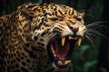 Angry jaguar in the rainforest