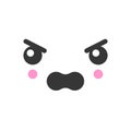 Angry kawaii cute emotion face, emoticon vector icon Royalty Free Stock Photo