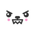 Angry kawaii cute emotion face, emoticon vector icon Royalty Free Stock Photo
