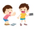 angry kid addicted mobile phone