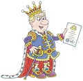 Angry king reading aloud his royal decree