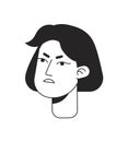Angry lady in irritated mood monochrome flat linear character head