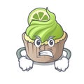 Angry lemon cupcake mascot cartoon