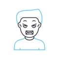 angry line icon, outline symbol, vector illustration, concept sign