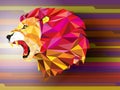 Angry lion geometric pattern on abstract background- Vector illustration