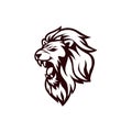 Angry Lion Head Black and White Logo, Sign, Vector Design Royalty Free Stock Photo