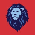 Angry Lion Head Mascot Blue