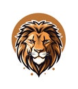 Angry Lion Head Mascot Logo in orange palette. Vector Illustration Design Concept. Royalty Free Stock Photo
