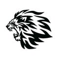 Angry Lion Head Roaring Logo Template. Vector Line Art Illustration Royalty Free Stock Photo