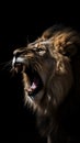 angry lion roaring and charging image generative AI