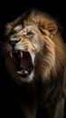 angry lion roaring and charging wildlife image generative AI