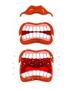 Angry lips emotions. Aggressive with mouth. Cheering and cussing Royalty Free Stock Photo