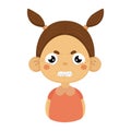 Angry Little Girl Clenching Teeth Flat Cartoon Portrait Emoji Icon With Emotional Facial Expression Royalty Free Stock Photo