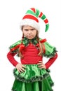 The angry little girl - Santa's elf. Royalty Free Stock Photo