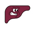 Angry liver. Evil Internal organ isolated. Terrible Anatomy Vector illustration