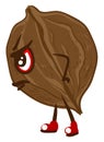 Angry looking walnut, illustration, vector