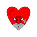 Angry love. Evil heart. Dissatisfied amur. Vector illustration