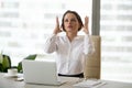 Angry mad businesswoman feeling stressed at work having nervous Royalty Free Stock Photo