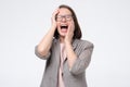 Angry mad crazy woman screaming out having a panic attack Royalty Free Stock Photo