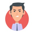 Angry Man Avatar Web Button. Wicked Male Emotion