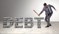 The angry man with baseball bat debt burden Royalty Free Stock Photo